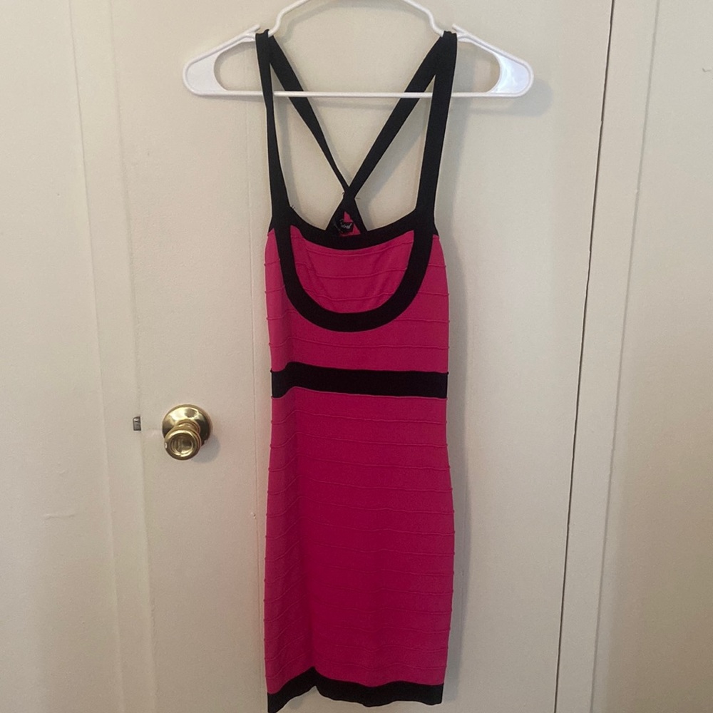 Pink and black dress
